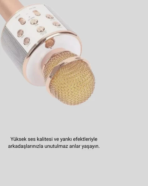 Bluetooth Karaoke Mikrofon Şarjlı Uzun Pil Ömürlü Çok Fonksiyonlu - Resim 2