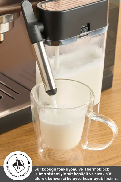 Karaca Mycaffee Barista S20 Entegre Süt Hazneli Otomatik Espresso ve Latte Makinesi Silver - Resim 8