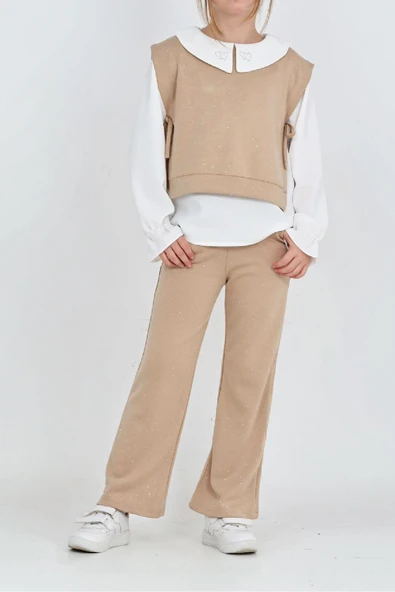 Kız Çocuk 3'lü Takım (Pantolon+Yelek+Bluz) 12429 - Resim 7