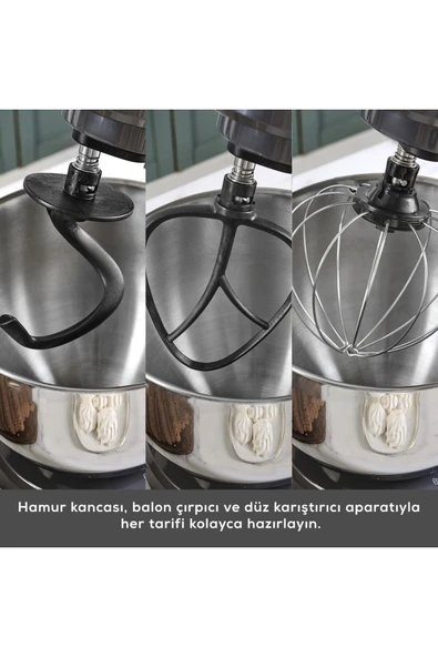 Karaca Multichef Stand Mikser Rose Gold Kıyma Ve Hamur Yoğurma Makinesi 1900w 5,5 Lt - Resim 5