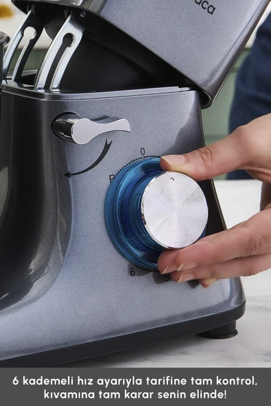 Karaca Multichef Stand Mikser Mutfak Şefi 1900w 5,5lt (KIYMA ÇEKME SUCUK-SOSİS İÇLİ KÖFTE APARATLI) - Resim 4