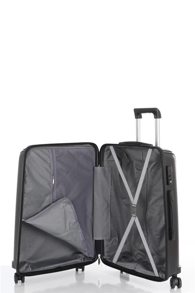 MÇS 305 İKİLİ SET POLİPROPİLEN KIRILMAZ VALİZ BÜYÜK ORTA - Resim 8