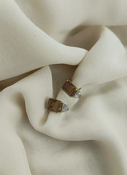 Küpe Zultanit Dikdörtgen 925 Ayar Gümüş Renk Değiştiren Altın Renk Sultanit Küpe - Resim 6