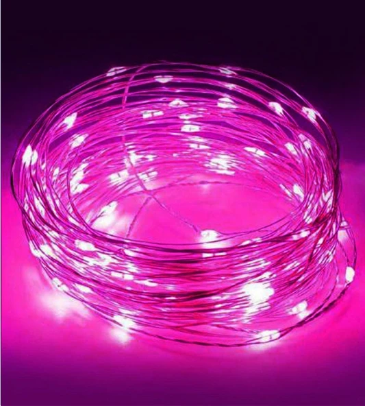 Ev Balkon Ve Parti İçin 3 Metre Pilli Pembe Renk Peri Led Yılbaşı Süsü Işık - Resim 4