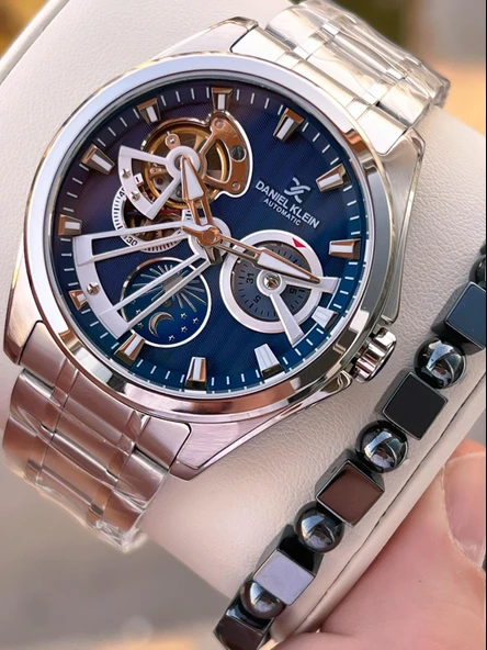 Daniel Klein Otomatik Erkek Kol Saati 30 Metre Suya Dayanıklı Çelik Kordon + Bileklik Hediyeli  VS.BLKT.0702 ürün görseli