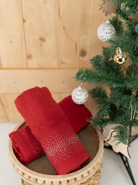 Pamuklu 2'li 40x70 cm Modern Nakışlı Hediyelik Havlu & Havlu Seti Baveno - Resim 5