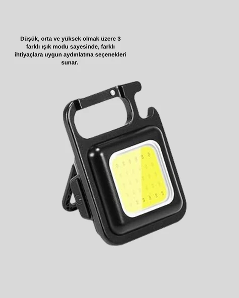 Süper Parlak 800 Lümen LED Fener – USB Şarjlı, 3 Işık Modlu, Mini Taşınabilir ve Anahtarlık Tipi - Resim 3