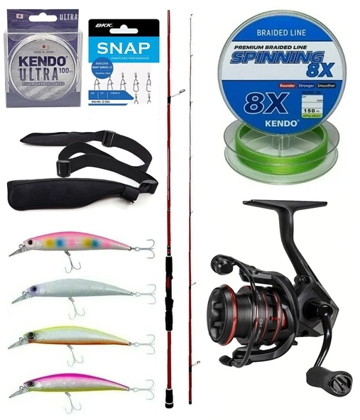 Yek Outdoor Spin Olta Seti Okuma Red Spin 8'0'' 243 cm 7-28 gr 2 Parça&Okuma Ceymar CHD-2500A 7+1BB Olta Makinesi ürün görseli 1