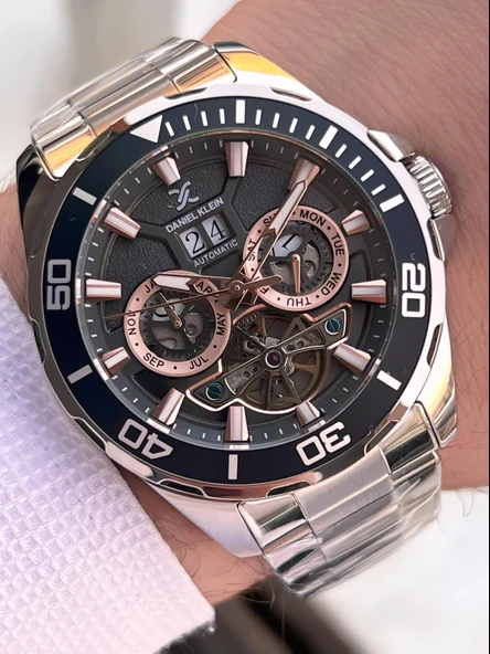 Daniel Klein Otomatik Erkek Kol Saati 30 Metre Suya Dayanıklı Çelik Kordon + Bileklik Hediyeli  VS.BLKT.0704 - Resim 2