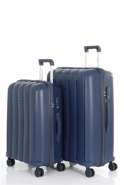 MÇS 305 İKİLİ SET POLİPROPİLEN KIRILMAZ VALİZ BÜYÜK ORTA - Resim 9