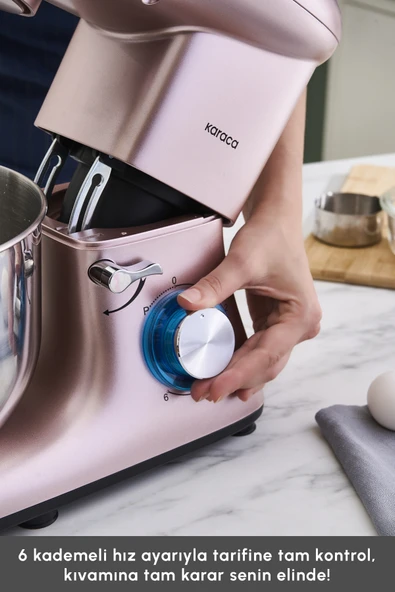 Karaca Multichef Stand Mikser Rosegold Mutfak Şefi 1900w 5,5l Kıyma Çekme Sucuk-sosis Içli Köfte Ap. - Resim 4