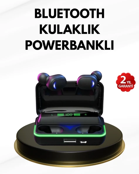 E10 Kablosuz Bluetooth Kulaklık – 3D Ses, Powerbank Şarj Kutusu ürün görseli 1