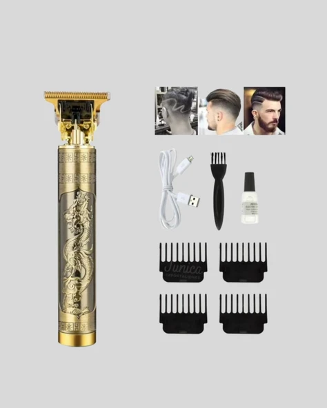 Şarjlı T lı Saç ve Sakal Tıraş Makinesi – 3 Başlıklı, Güçlü Motorlu, 2 Saat Kullanım - Resim 2