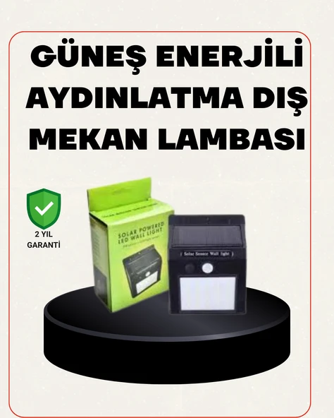 Bahçe ve Veranda İçin Güneş Paneli ile  Şarj Olan LED Duvar Lambası ürün görseli