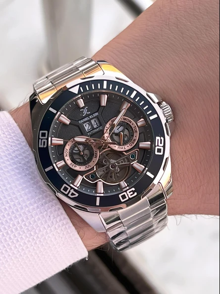 Daniel Klein Otomatik Erkek Kol Saati 30 Metre Suya Dayanıklı Çelik Kordon + Bileklik Hediyeli  VS.BLKT.0704 - Resim 3