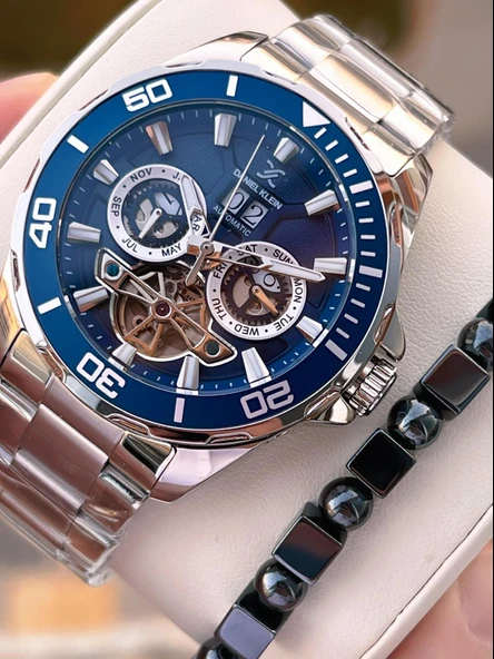 Daniel Klein Otomatik Erkek Kol Saati 30 Metre Suya Dayanıklı Çelik Kordon + Bileklik Hediyeli  VS.BLKT.0703 ürün görseli