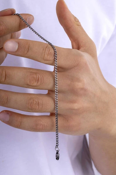 Gümüş Pazarım Klasik Gurmet Model Oksitli Çelik Erkek Zincir Bileklik - Resim 3