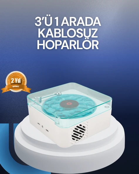 Bluetooth Hoparlör – 3ü1 Saatli Gece Lambası ve Vintage Tasarım ürün görseli