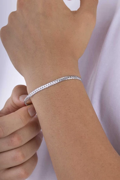 Gümüş Pazarım Balık Sırtı Çelik Erkek Bileklik - Resim 2