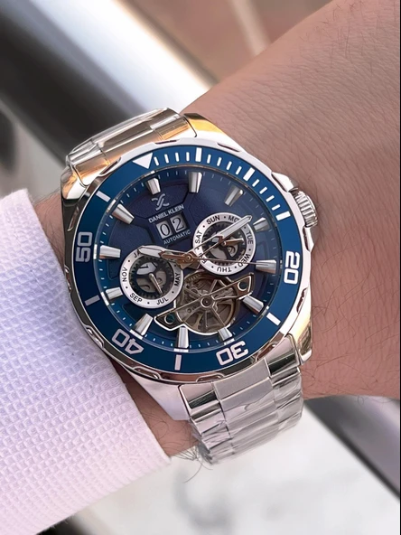 Daniel Klein Otomatik Erkek Kol Saati 30 Metre Suya Dayanıklı Çelik Kordon + Bileklik Hediyeli  VS.BLKT.0703 - Resim 3