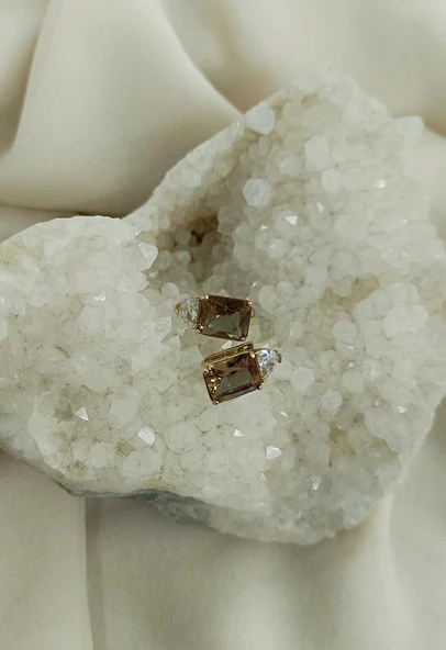 Küpe Zultanit Dikdörtgen 925 Ayar Gümüş Renk Değiştiren Altın Renk Sultanit Küpe - Resim 5