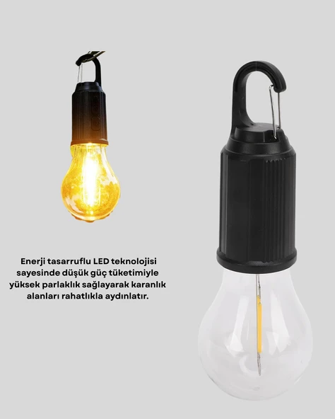 Taşınabilir Şarjlı LED Kamp Lambası – TypeC Girişli ve Kancalı Tasarım - Resim 2