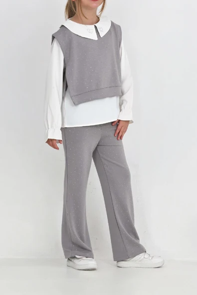 Kız Çocuk 3'lü Takım (Pantolon+Yelek+Bluz) 12429 - Resim 2