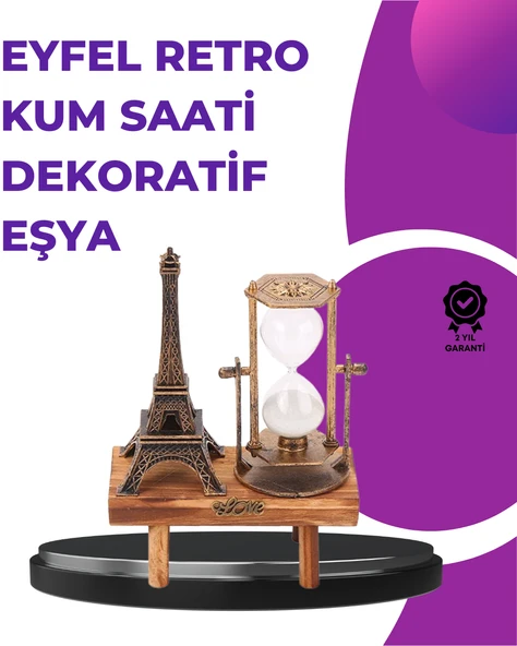 Ev, Ofis ve Kafeler İçin Retro Ahşap Kum Saati Dekorasyonu ürün görseli 1