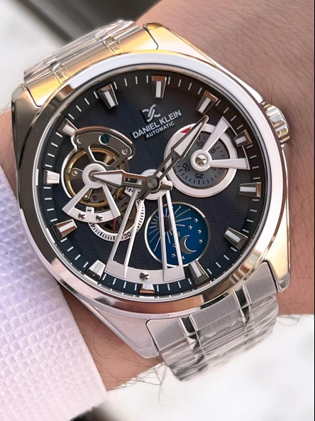 Daniel Klein Otomatik Erkek Kol Saati 30 Metre Suya Dayanıklı Çelik Kordon + Bileklik Hediyeli  VS.BLKT.0699 - Resim 2