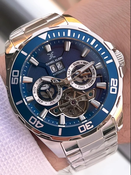 Daniel Klein Otomatik Erkek Kol Saati 30 Metre Suya Dayanıklı Çelik Kordon + Bileklik Hediyeli  VS.BLKT.0703 - Resim 2