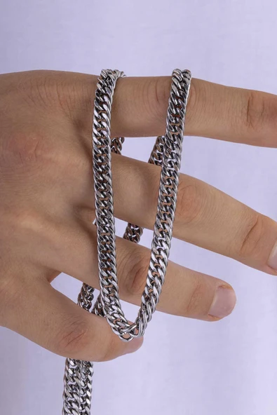 Gümüş Pazarım Geçmeli Gurmet Model Çelik Erkek Zincir - Resim 4