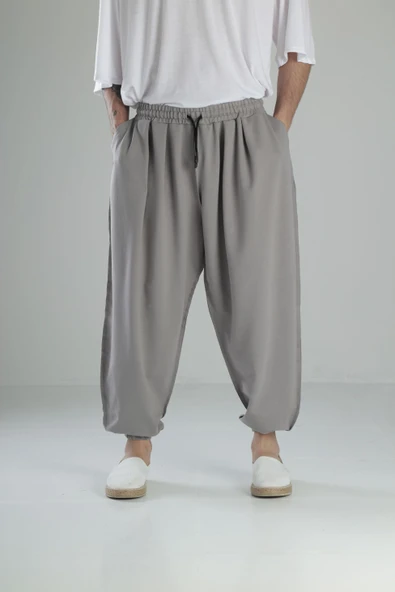 Gri Dikiş Detaylı Pileli Yarım Şalvar COC2116 ürün görseli