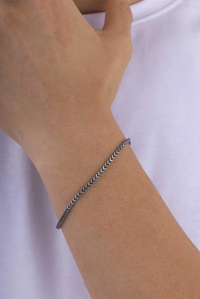 Gümüş Pazarım Tilki Kuyruğu Erkek Çelik Zincir Bileklik - Resim 2