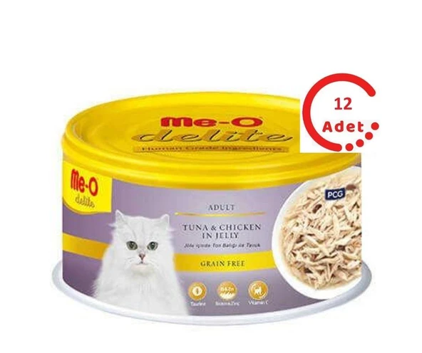 Me-O Delite Sos İçinde Ton Balıklı Tahılsız Kedi Konservesi 80 G x 12 Adet ürün görseli 1
