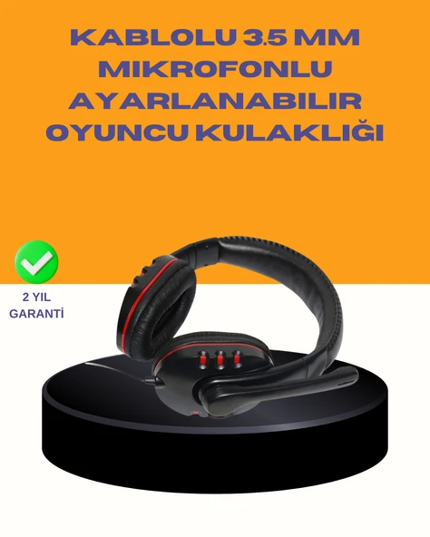 Kırmızı  Kulaklığı Bilgisayar Uyumlu Stereo Yüksek Ses Kaliteli ürün görseli 1