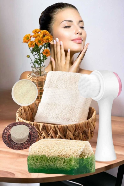 5'li Set Ölü Deri Akne Leke Sivilce Arındırıcı Gerdirme Beyazlatıcı Peeling Doğal Cilt Yüz Bakım - Resim 3