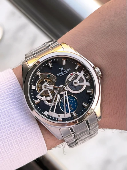 Daniel Klein Otomatik Erkek Kol Saati 30 Metre Suya Dayanıklı Çelik Kordon + Bileklik Hediyeli  VS.BLKT.0699 - Resim 3