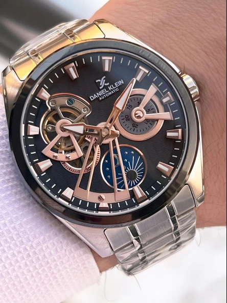 Daniel Klein Otomatik Erkek Kol Saati 30 Metre Suya Dayanıklı Çelik Kordon + Bileklik Hediyeli  VS.BLKT.0700 - Resim 2