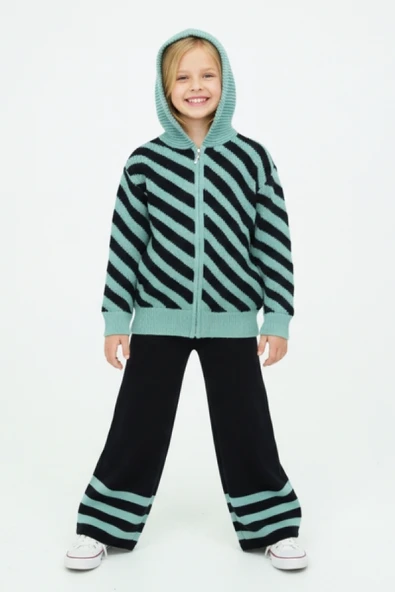 Kız Çocuk Triko 2'li Alt-Üst Takım (Hırka ve Alt)  10-15 Yaş 12431 - Resim 3