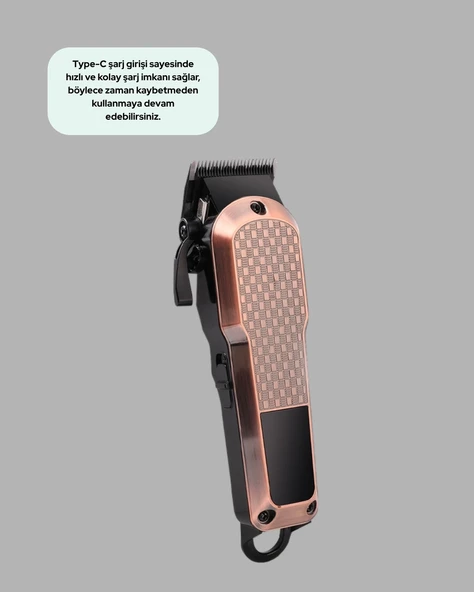Erkek Bakım Makinesi – LCD Ekranlı 7000RPM Şarjlı Saç ve Sakal Kesme Cihazı - Resim 3