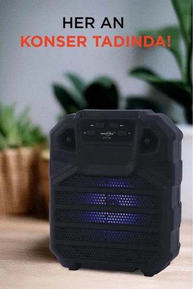 1397 Siyah 6,5 inc RGB Ledli Taşınabilir Bluetooth Hoparlör Parti Speaker - Resim 3