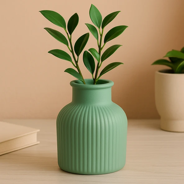 Yuvarlak Çizgili Vazo 10x7cm - Resim 3