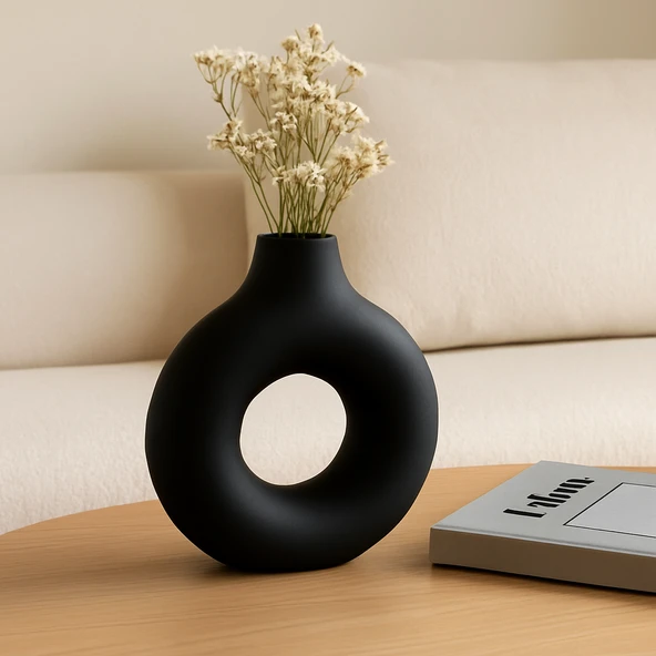 Büyük Yuvarlak Vazo 19x17,5cm - Resim 3