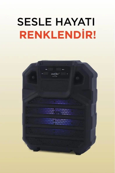 1397 Siyah 6,5 inc RGB Ledli Taşınabilir Bluetooth Hoparlör Parti Speaker - Resim 2