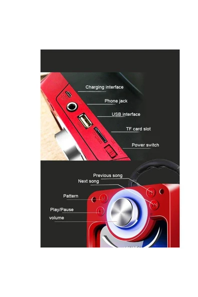 822S Ledli Kumandalı Bluetooth Hoparlör Usb-Tf-Fm Radyo Siyah - Resim 5