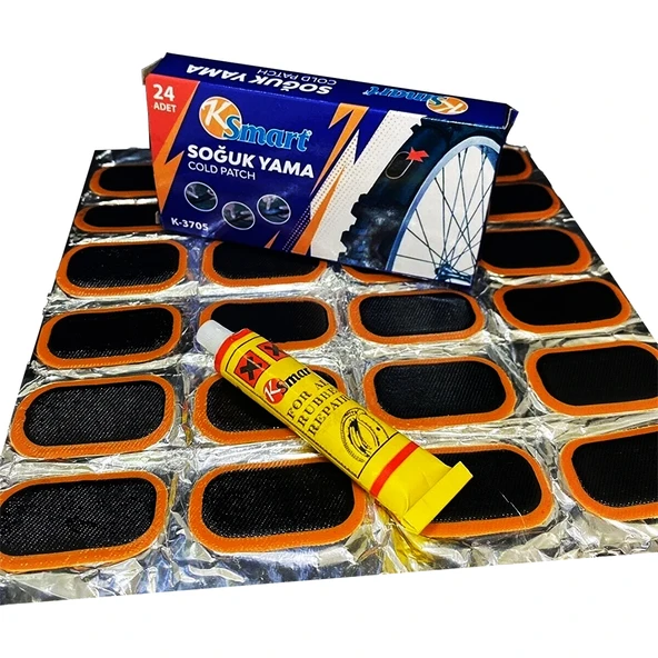 24 PARÇA BİSİKLET TEKER YAMASI SOĞUK YAMA (5284) ürün görseli