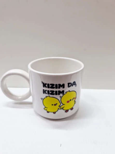 Kızım da Kızım Yazılı Civciv Desenli Mini Seramik Kupa  Sevimli  Özel Tasarım Hediyelik Kupa ürün görseli 1