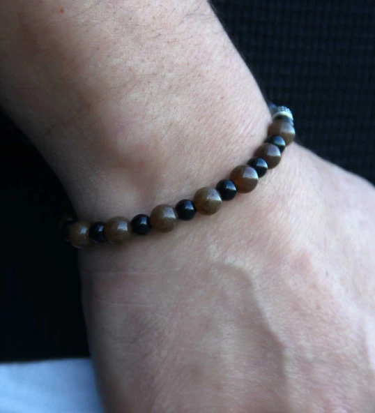 Erkek Doğal Taş Bileklik Oniks Akik Hematit Taşı oaheb2 ürün görseli