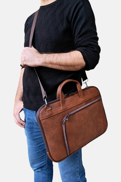 Lederax Suni Deri 15.6 İnç Slim Laptop Çantası LD618 - Resim 2