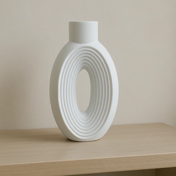 Çizgili Büyük Oval Vazo 27x14cm - Resim 3